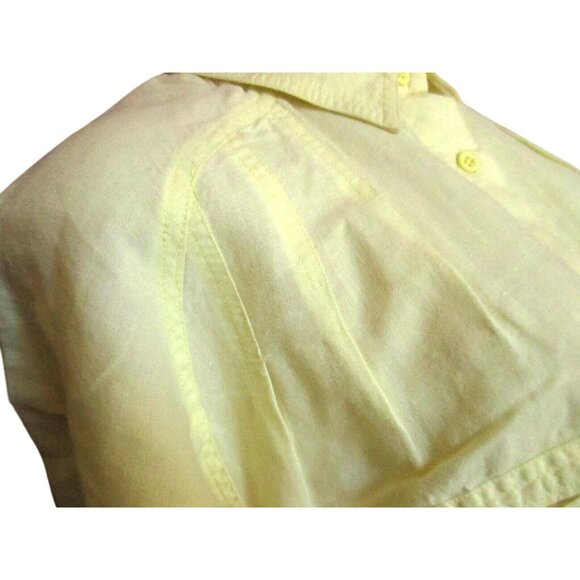 Medium True Vintage 80's Yellow Shirt Gitano Collared Front Pockets Preppy Mom - Picture 5 of 7